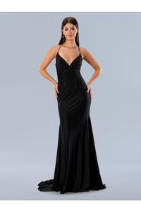 Black Prom Dress Mermaid Formal Evening Gown Stella Couture 24148 - Black / Dresses