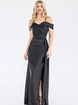Formal Dress Off The Shoulder Pleated Ruched Prom Gown By Lenovia 5320