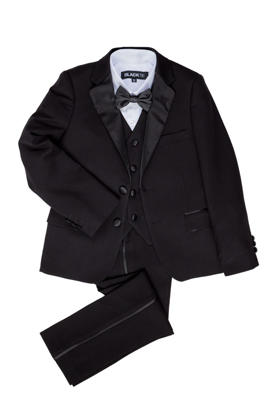 "Kingston" 5-Piece Kids Tuxedo Set in Onyx Black