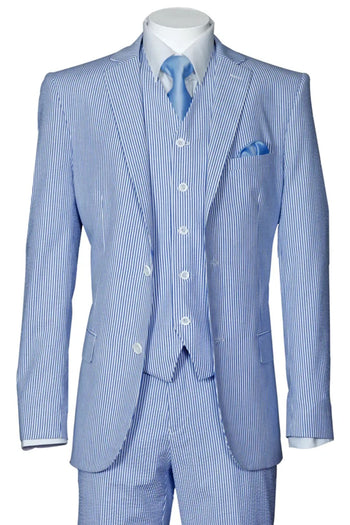 Blue Groomsmen Suit for Men & Boys - Perfect for Weddings + Free Tie - Blue / 38Regular - Suits