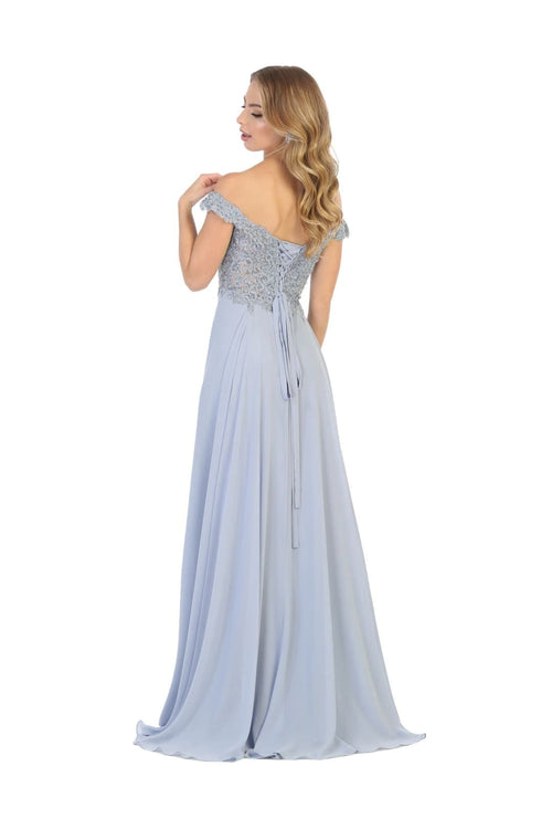 Copy of May Queen MQ1602 Off Shoulder Corset Flowy Prom Gown