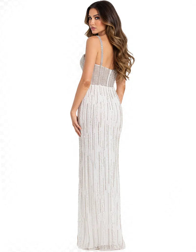 Beaded Corset Evening Gown with Spaghetti Straps Long Fitted Formal Dress by Jovani 49367