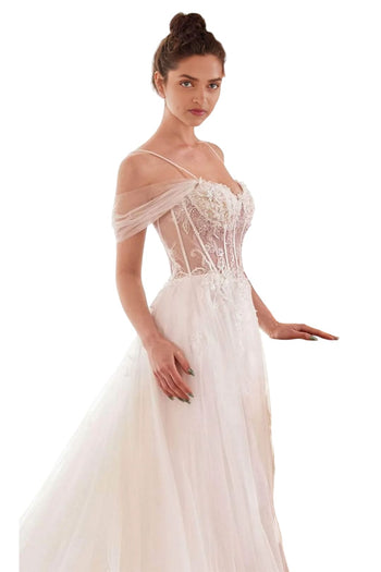 Bridal Dress 2025 Embellished Off-Shoulder Elegant Wedding Gown - Prom