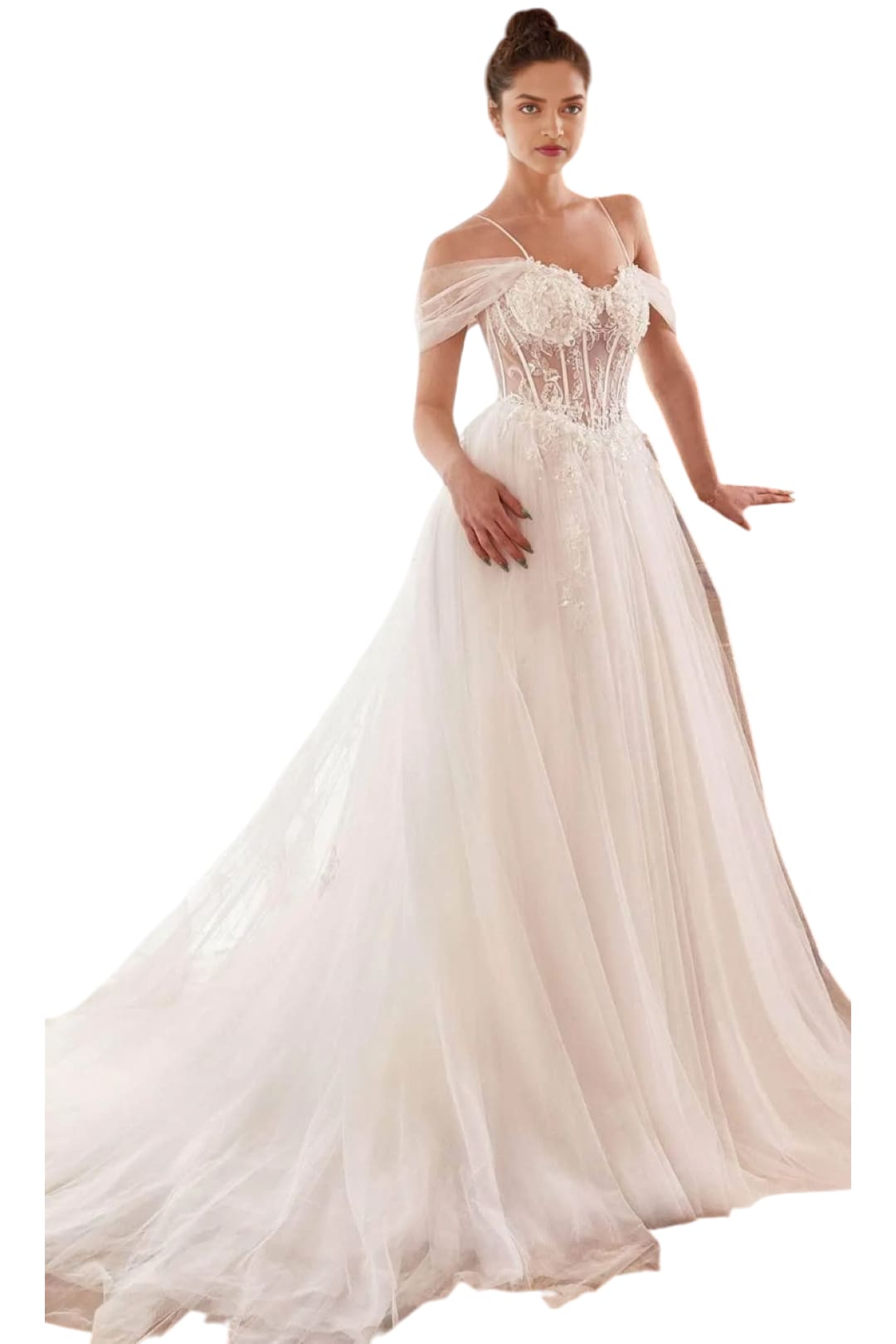 Bridal Dress 2025 Embellished Off-Shoulder Elegant Wedding Gown - Off White / 2 - Prom