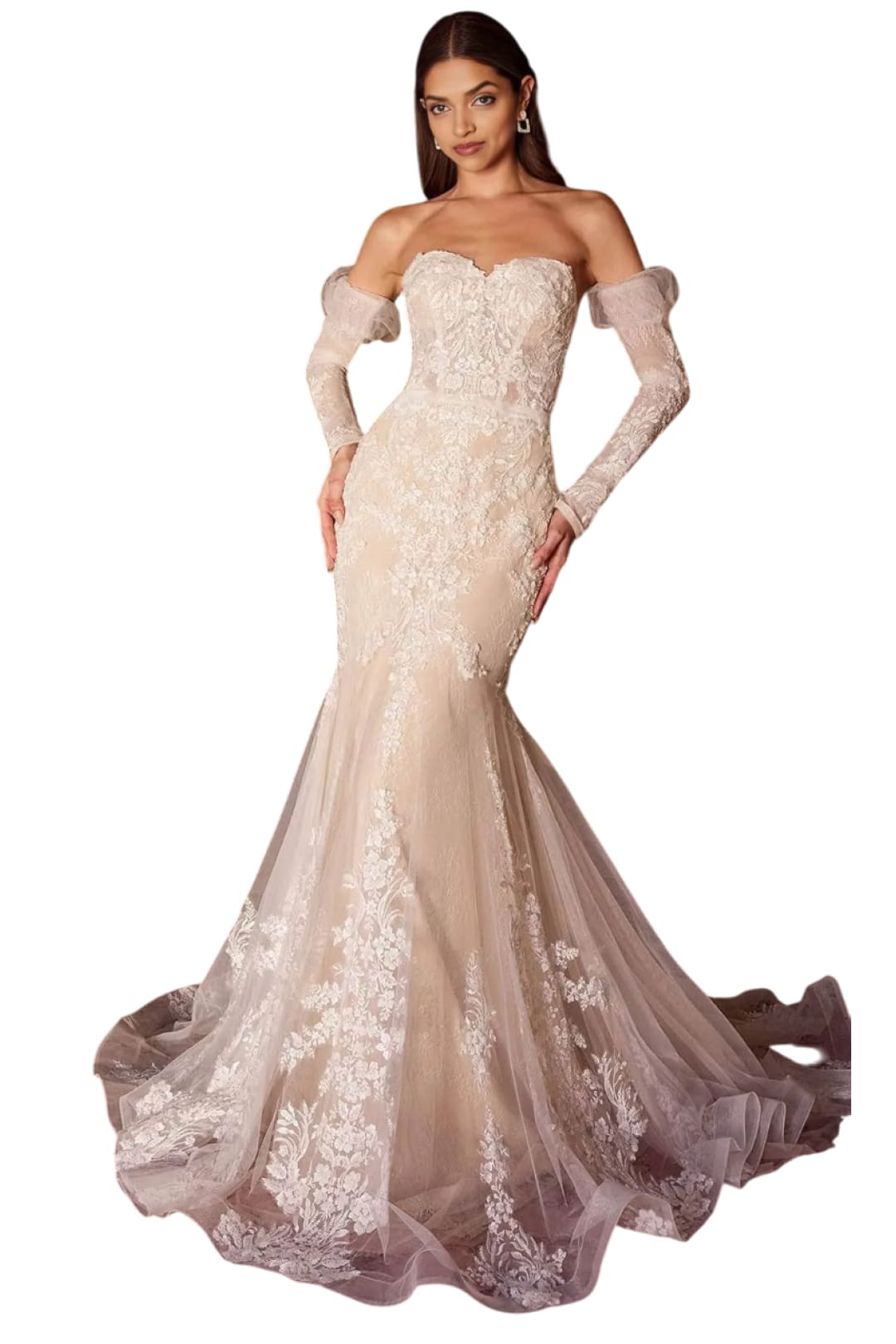 Bridal Dress 2025 Lace Embellished Strapless Wedding Gown - Prom