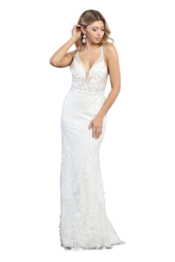 Ivory Mermaid Wedding Gown - IVORY / 4 - Dress