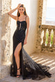 Bridal Dress Sheath Embroidered Gala Gown By Amelia Couture 7064 - BLACK / Dress