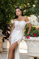 Bridal Dress Sleeveless Ruched High Slit Gown By Royal Queen RQ8183 - IVORY / 4 - Dress