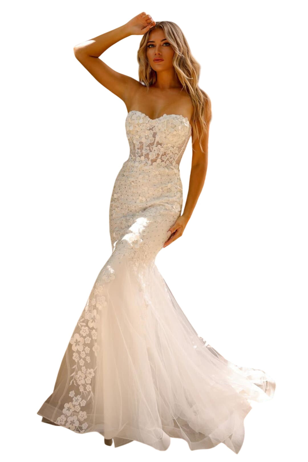 Bridal Dress Sweetheart Beaded Mermaid Gown By Amelia Couture SU081 - WHITE / 2 - Dress