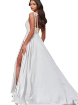 Bridal Gown 2025 Cowl Neck Satin A-Line Wedding Dress