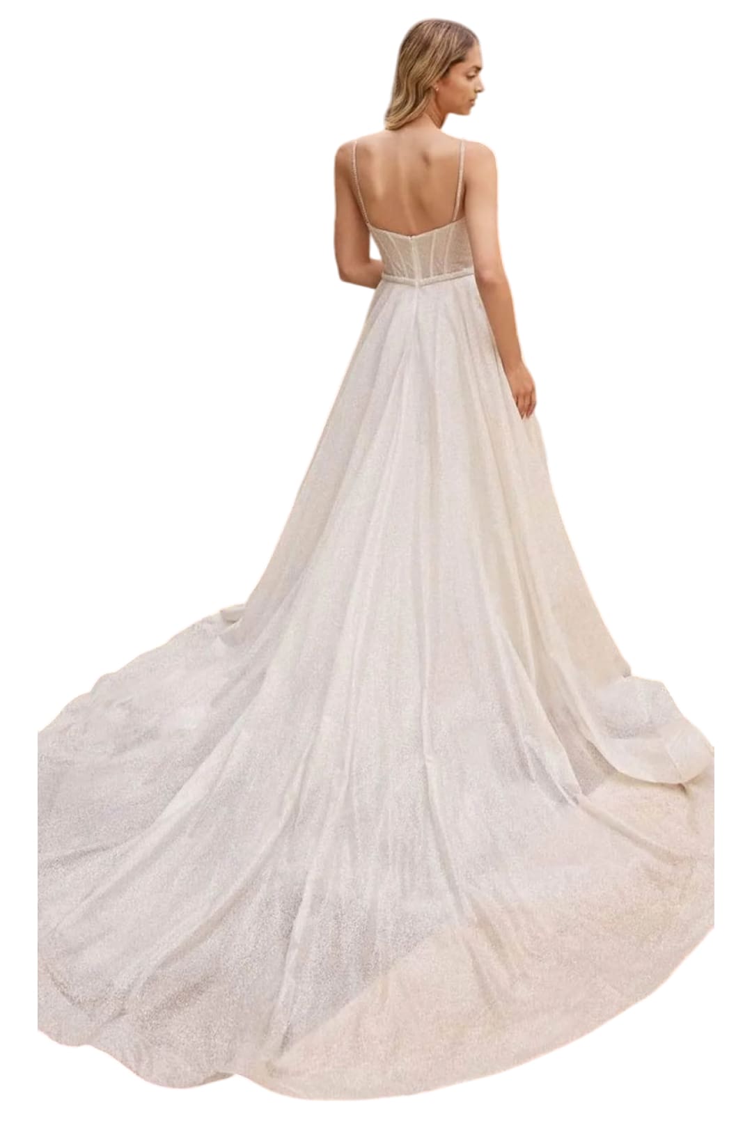 Bridal Gown 2025 Sleeveless Glitter Bodice Elegant Wedding Dress - Prom