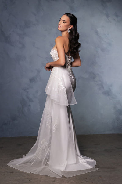 Bridal Gown Wedding High Slit Sheath Strapless Dress By May Queen MQ2072 - IVORY / 4 - Dress