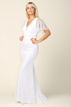 Eva USA 3420 Bridal Long Gown – Wing Sleeve Lace Wedding Dress