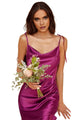 Bridesmaid Dress 2025 Inexpensive Satin Cowl Neck Gown - Desert Rose / M - Prom