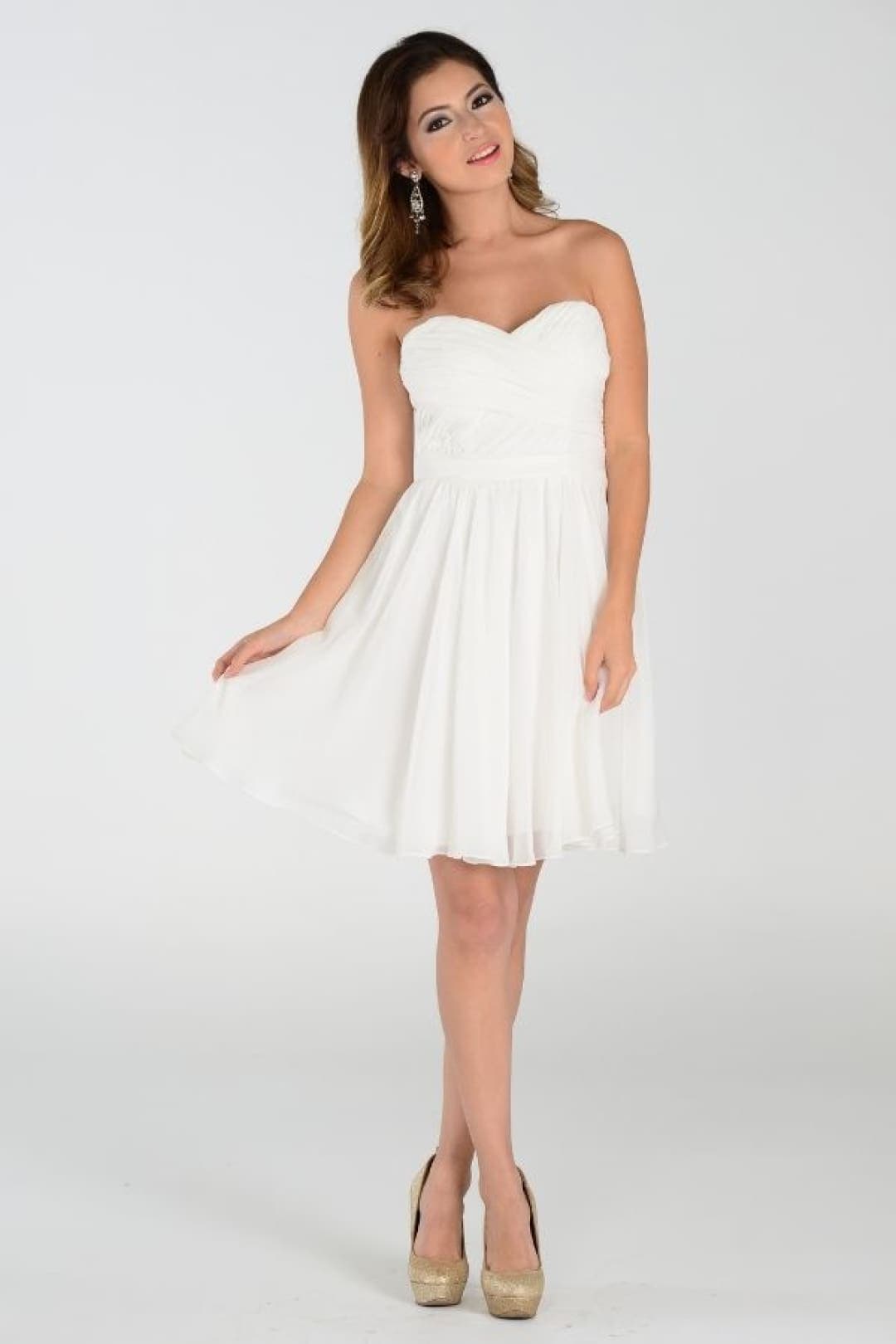 Short Bridesmaids Dress -LAY6744 - OFF WHITE / XS