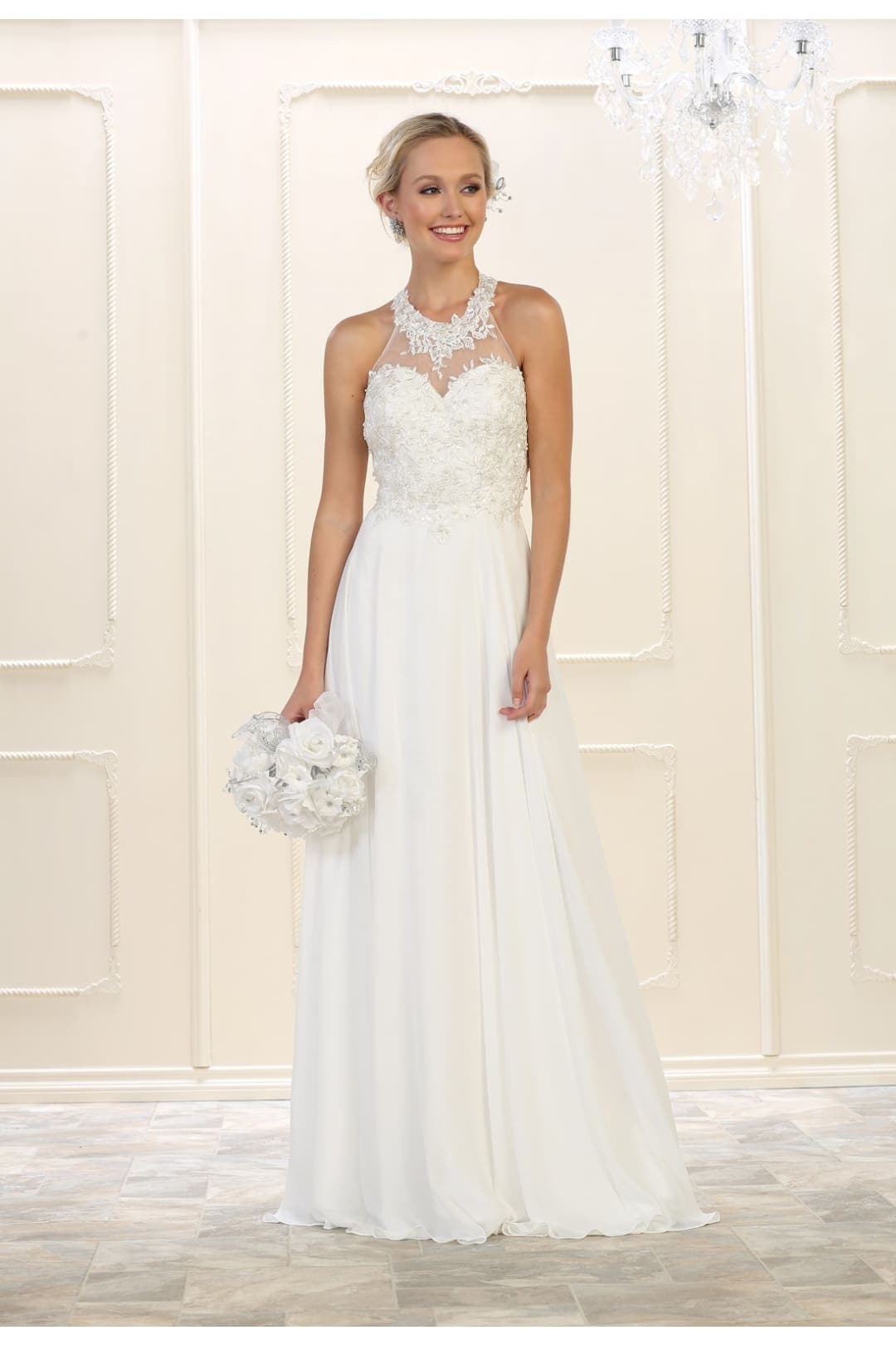 Bridesmaid Long Classy Dress - Ivory / 4