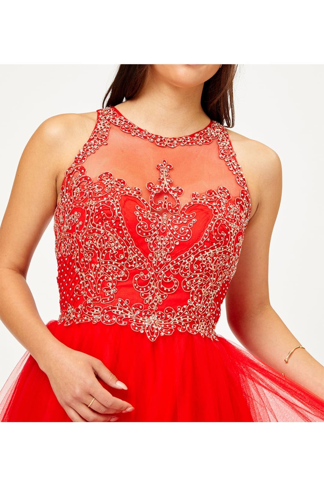 Bridesmaids Embroidered Dress - RED / 6