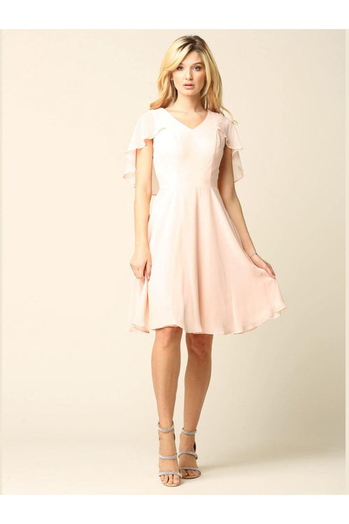 Bridesmaids Short Cocktail Chiffon Dress - The Dress Outlet Eva Fashion
