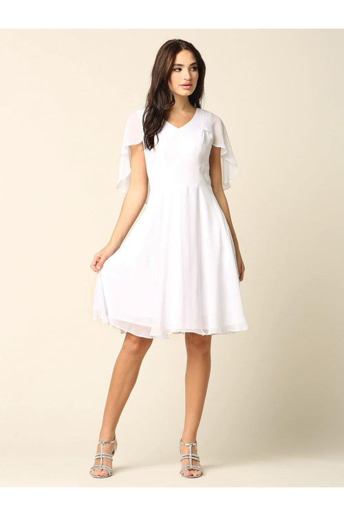 Bridesmaids Short Cocktail Chiffon Dress - The Dress Outlet Eva Fashion