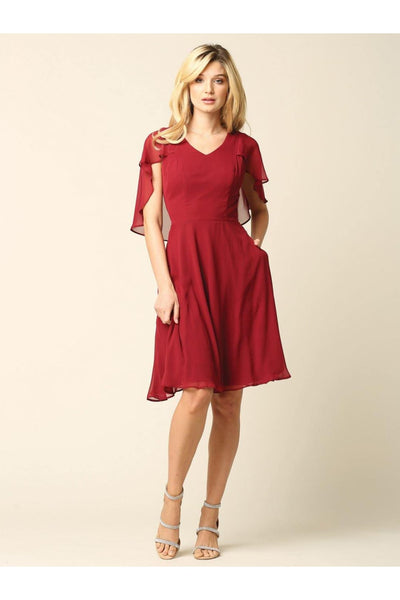 Bridesmaids Short Cocktail Chiffon Dress - The Dress Outlet Eva Fashion
