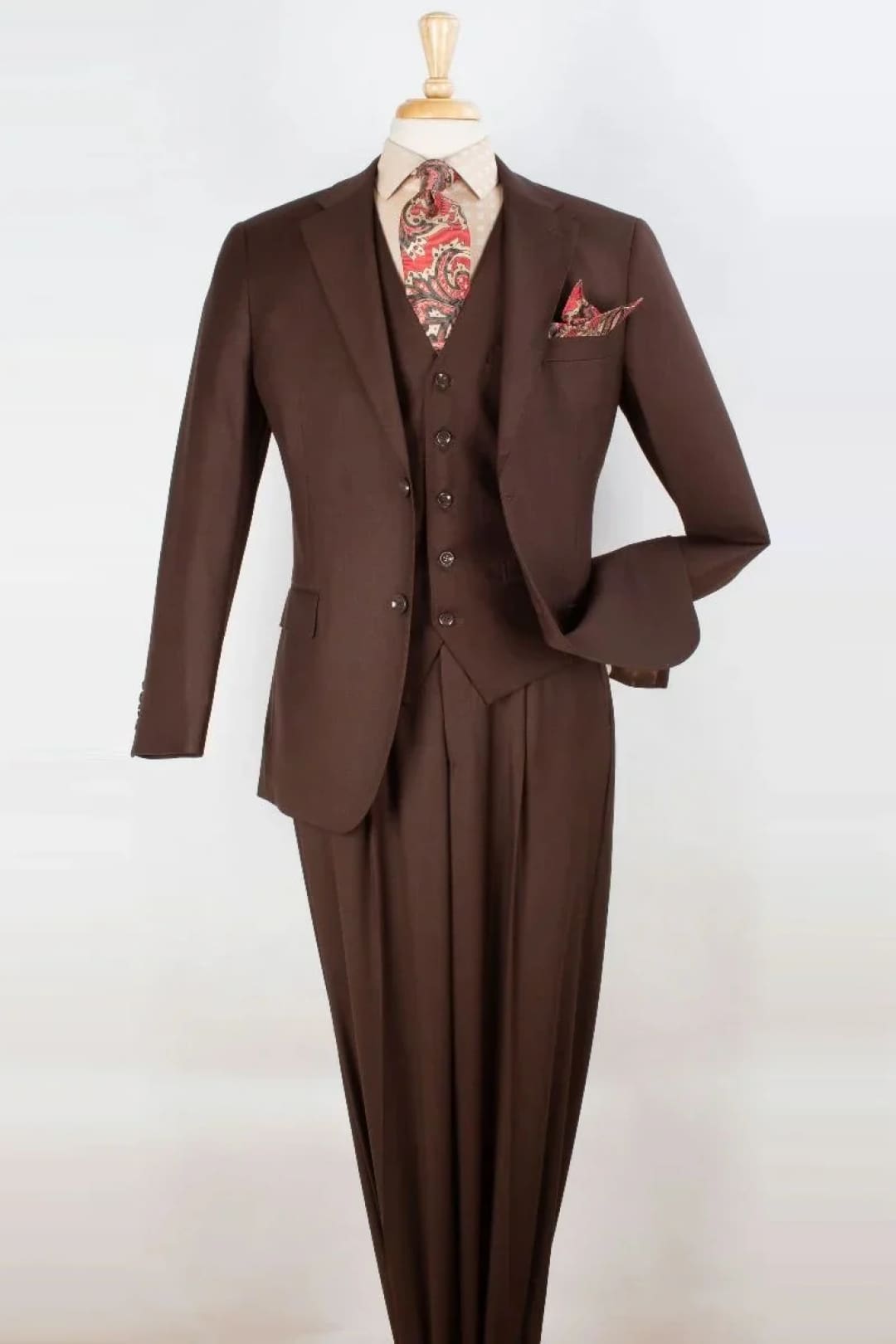Brown Classic Fit Groomsmen Suit for Men & Boys - Perfect for Weddings + Free Tie - Brown / 36Regular - Suits