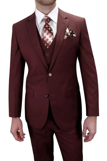 Burgundy Groomsmen Suit for Men & Boys - Perfect for Weddings + Free Tie - Burgundy / 42Regular - Suits