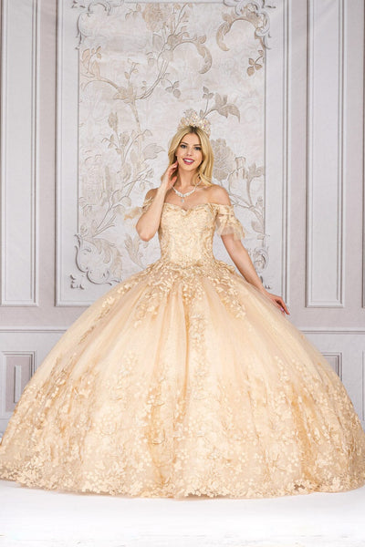 Butterfly Applique Off Shoulder Ball Gown by Bella Princess PQ1021