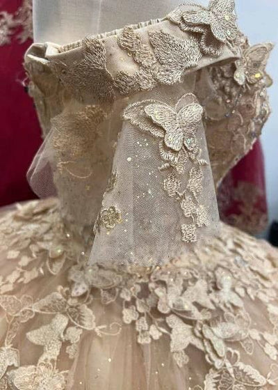 Butterfly Applique Off Shoulder Ball Gown by Bella Princess PQ1021