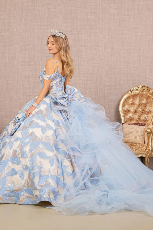 Butterfly Print Ruffled Ball Gown by Elizabeth K GL3174 - Quinceanera Dresses