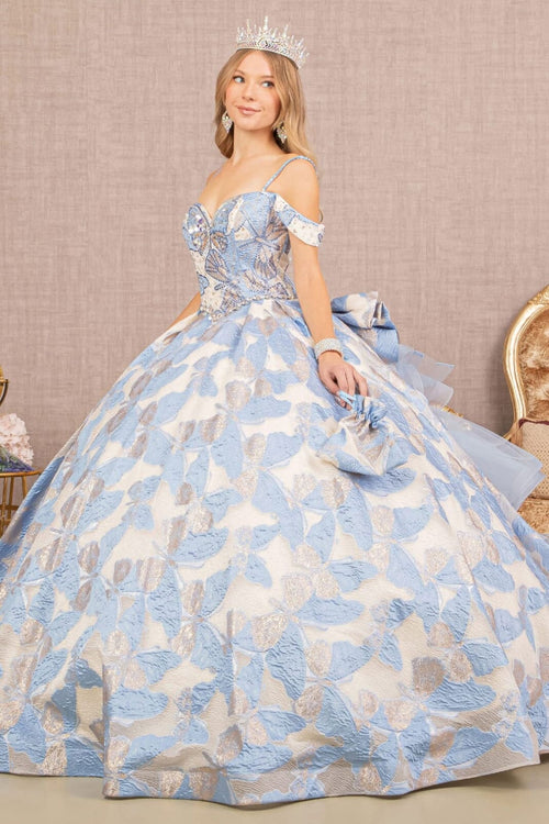 Butterfly Print Ruffled Ball Gown by Elizabeth K GL3174 - Quinceanera Dresses