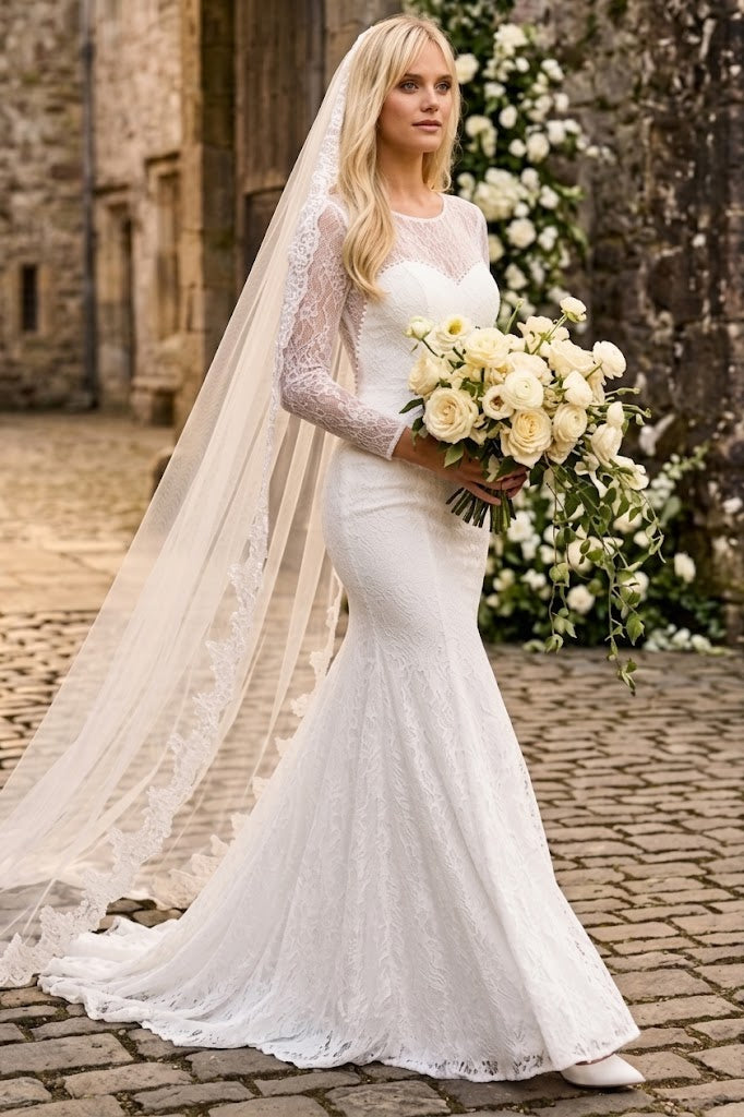 Eva USA 3415 Long Sleeve Bridal Gown Lace Wedding Dress