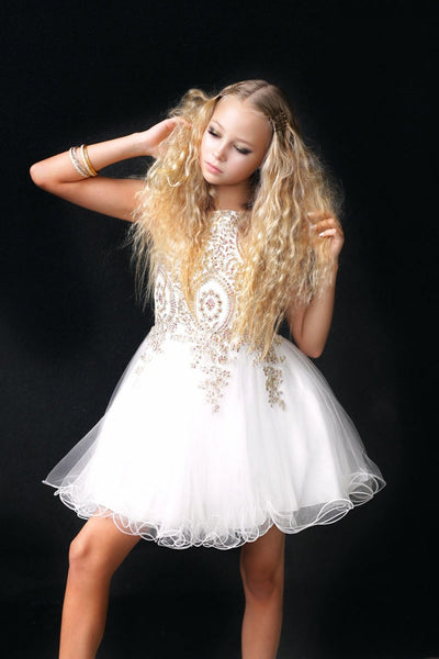 Embroidered Tulle Party Dress for Holidays Birthdays & Special Occasions by Bella Princess C3057