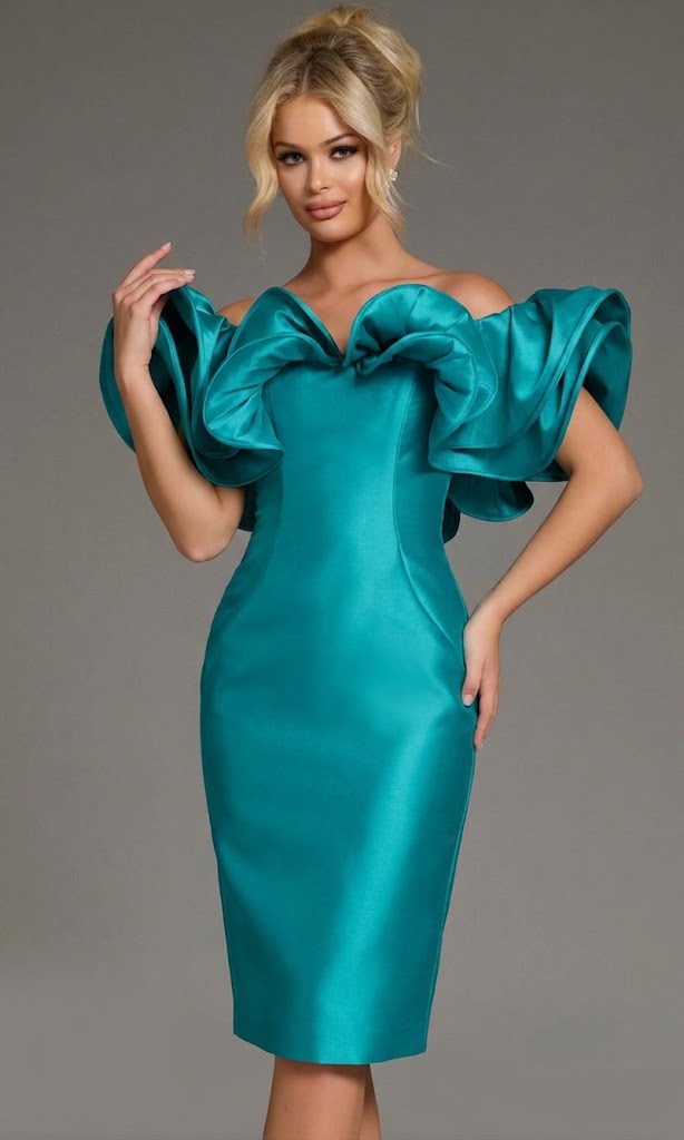 Ruffled Off Shoulder Sheath Dress by Jovani 43758