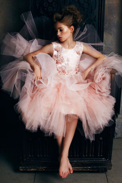 Lace Applique Tulle Ball Gown for Special Occasion Dress with Layered Skirt by Bella Princess C325