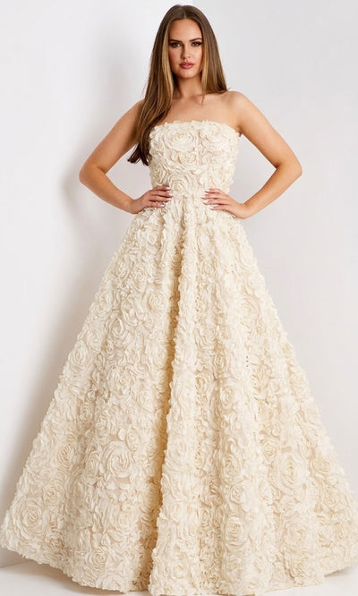 Jovani 41188 - Sophisticated Strapless Embroidered Evening Gown