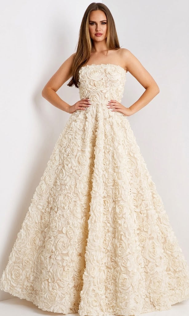 Jovani 41188 - Sophisticated Strapless Embroidered Evening Gown