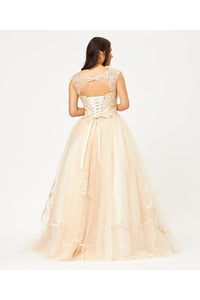 Cap Sleeve Princess Ball Gown - Dress