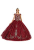 Cap Sleeve Princess Ball Gown - Burgundy / 6