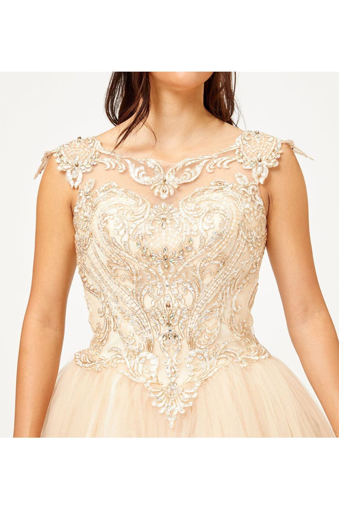 Cap Sleeve Princess Ball Gown - Champagne / 2 - Dress