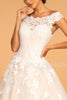 Cap Sleeve Wedding Dress with Lace Appliques by Elizabeth K GL2596 - Wedding Dresses