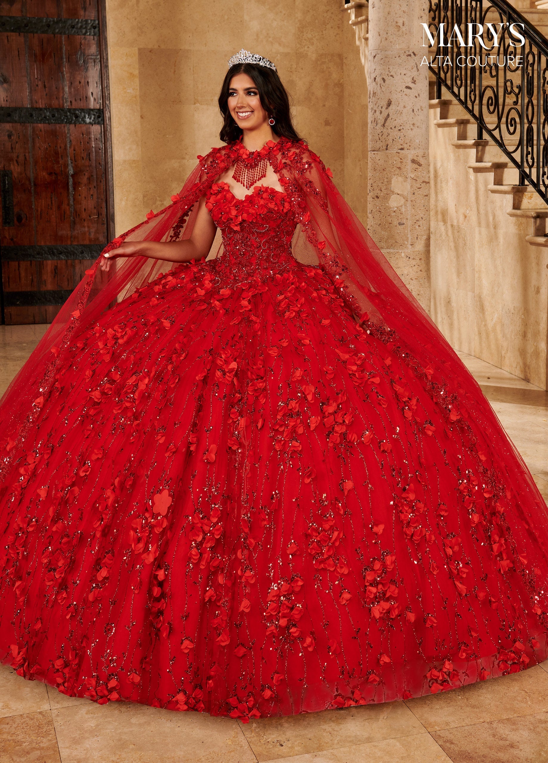 Alta Couture MQ3075 Cape Quinceanera Dress