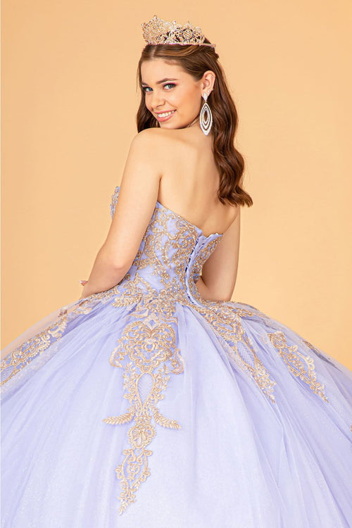 Cape Strapless Glitter Ball Gown by Elizabeth K GL3078 - Quinceanera Dresses