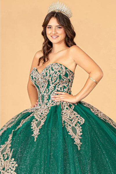 Cape Strapless Glitter Ball Gown by Elizabeth K GL3078 - Quinceanera Dresses