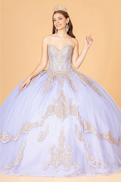 Cape Strapless Glitter Ball Gown by Elizabeth K GL3078 - Quinceanera Dresses