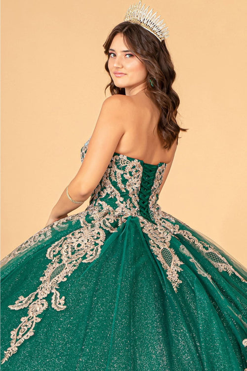 Cape Strapless Glitter Ball Gown by Elizabeth K GL3078 - Quinceanera Dresses