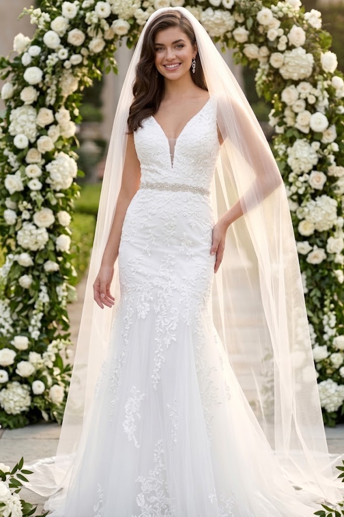 Eva USA 5249 Long Bridal Gown Glitter Wedding Dress