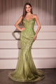 Ladivine CC6018 - Vestido de fiesta sin tirantes con pedrería