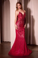 Ladivine CC6018 - Vestido de fiesta sin tirantes con pedrería
