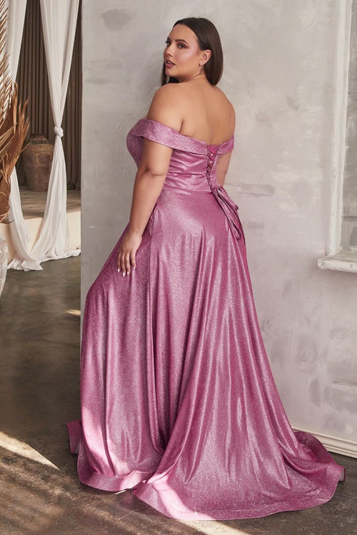 Ladivine CD210C Plus Size Bridesmaids Dress Metallic Evening Prom Gown
