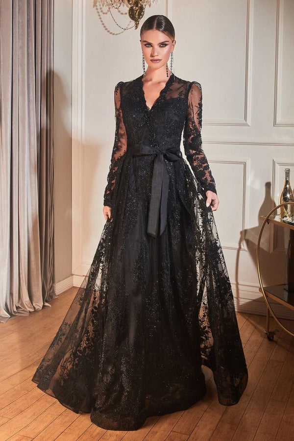 Ladivine Mother of Bride Dress V-Neck Long Sleeve Evening Gown CD233